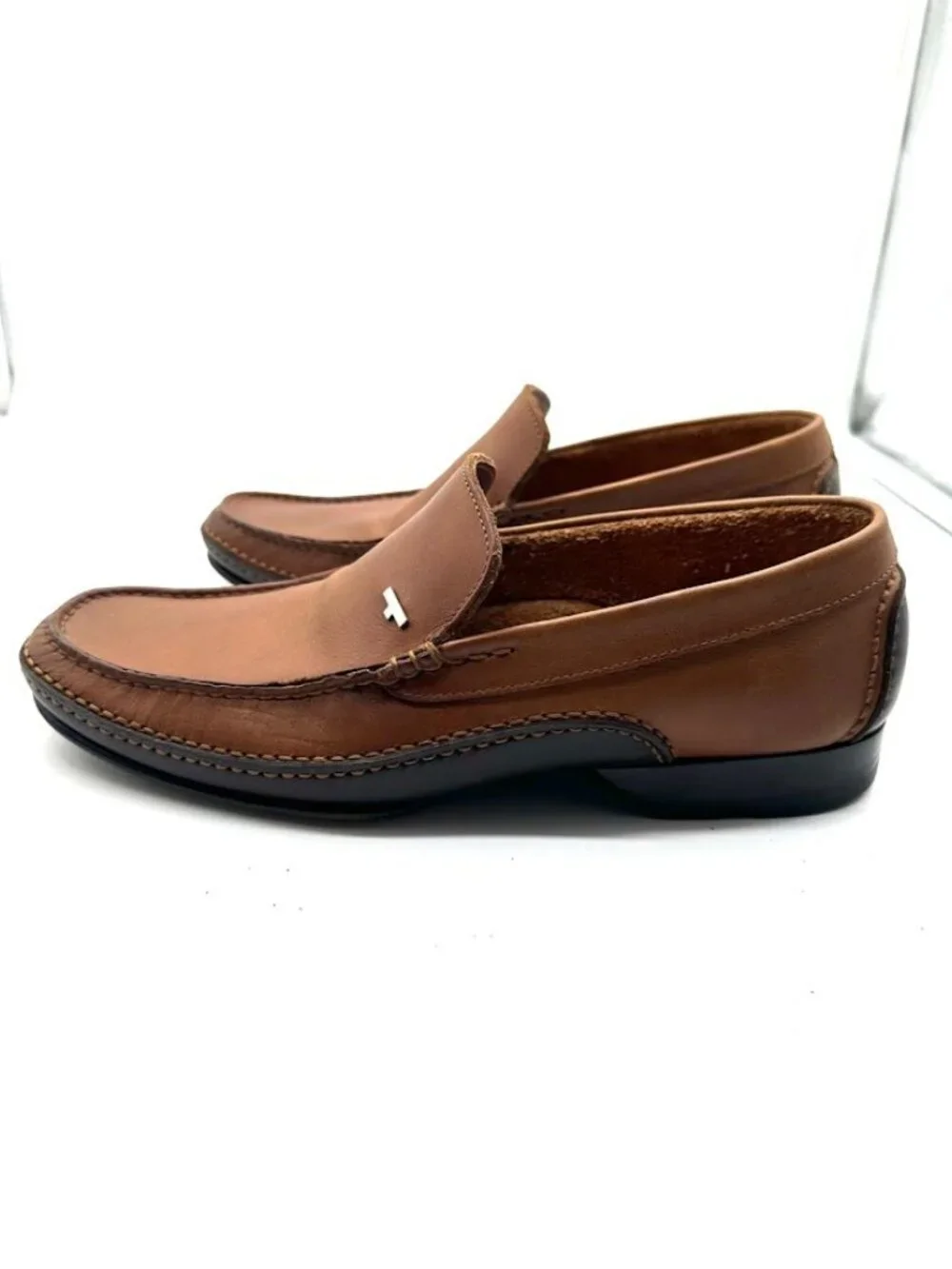 a.testoni Men's Brown Leather Loafers Slip On Shoes US 7 EU‎ 40 Italy